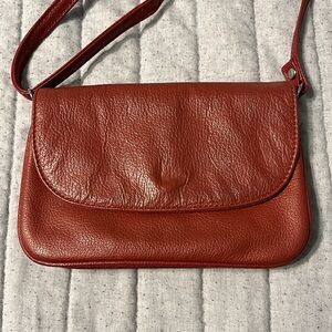 Red Leather Cross Body Bag with adjustable strap